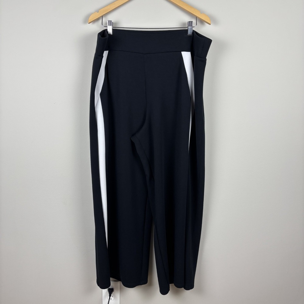Spanx Air Essentials Pants Womens 2X Petite Wide Leg Black Track‎ Stripe Lounge
